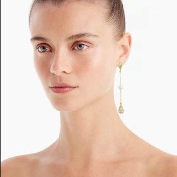 J. Crew Pearl and pavé crystal waterfall earrings - Picture 4 of 6
